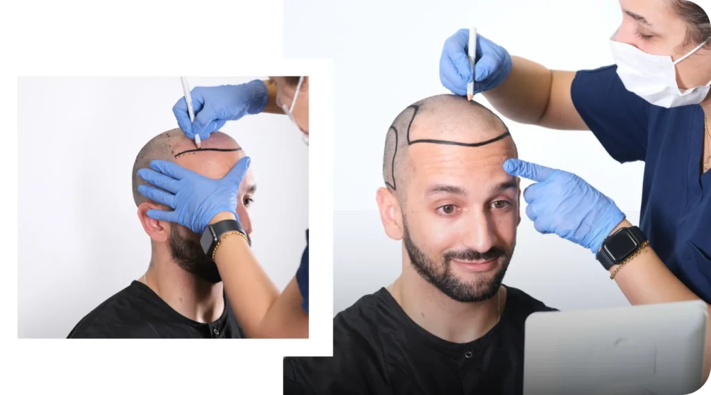 Hairline Drawing Before Hair Transplant Procedure